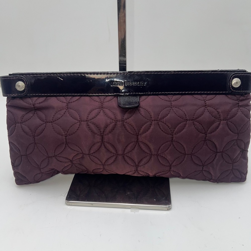 Vera Bradley Plum Quilted Clutch Evening Bag Purse
